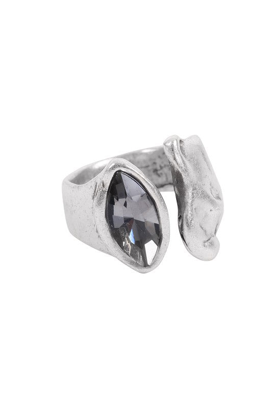 Grey Crystal Silver Ring
